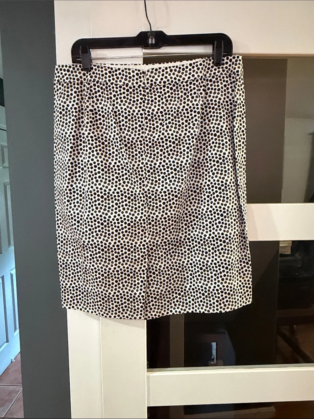 J. Crew Black and White Polka Dot Pencil Skirt